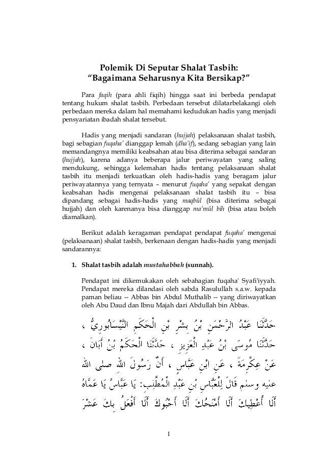 Polemik Seputar Shalat Tasbih