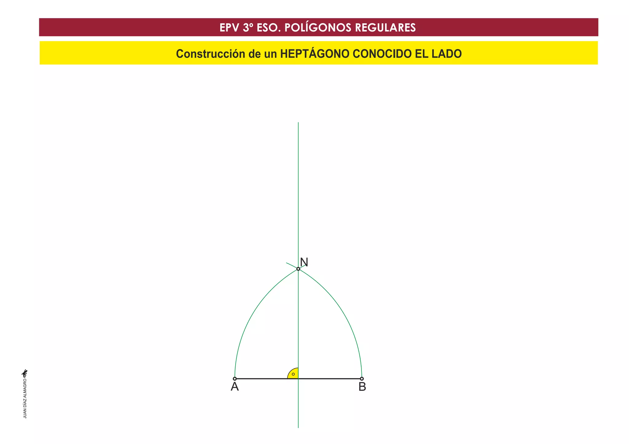 Construcción de un HEPTÁGONO CONOCIDO EL LADO
EPV 3º ESO. POLÍGONOS REGULARES
A B
A B
N
 