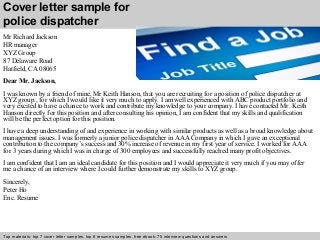 Police Dispatcher Cover Letter