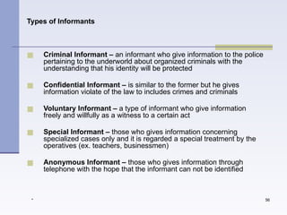 Police Informant Database POLICE INTELLIGENCE_cha.pptx with simulation on nterview and ...