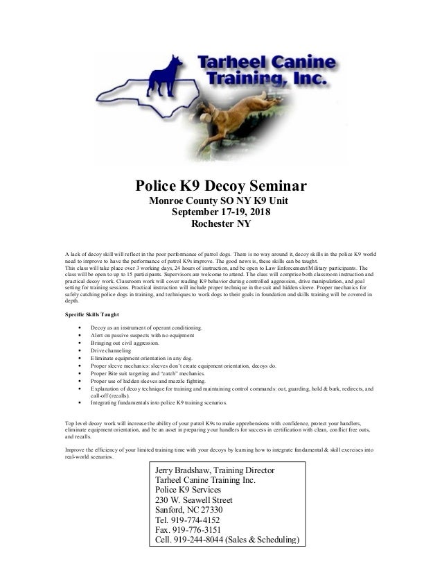 Police K9 Decoy Seminar Monroe County SO Rochester NY
