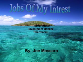 Police officer Investment Banker  Pharmacist   By: Joe Massaro Jobs Of My Intrest 