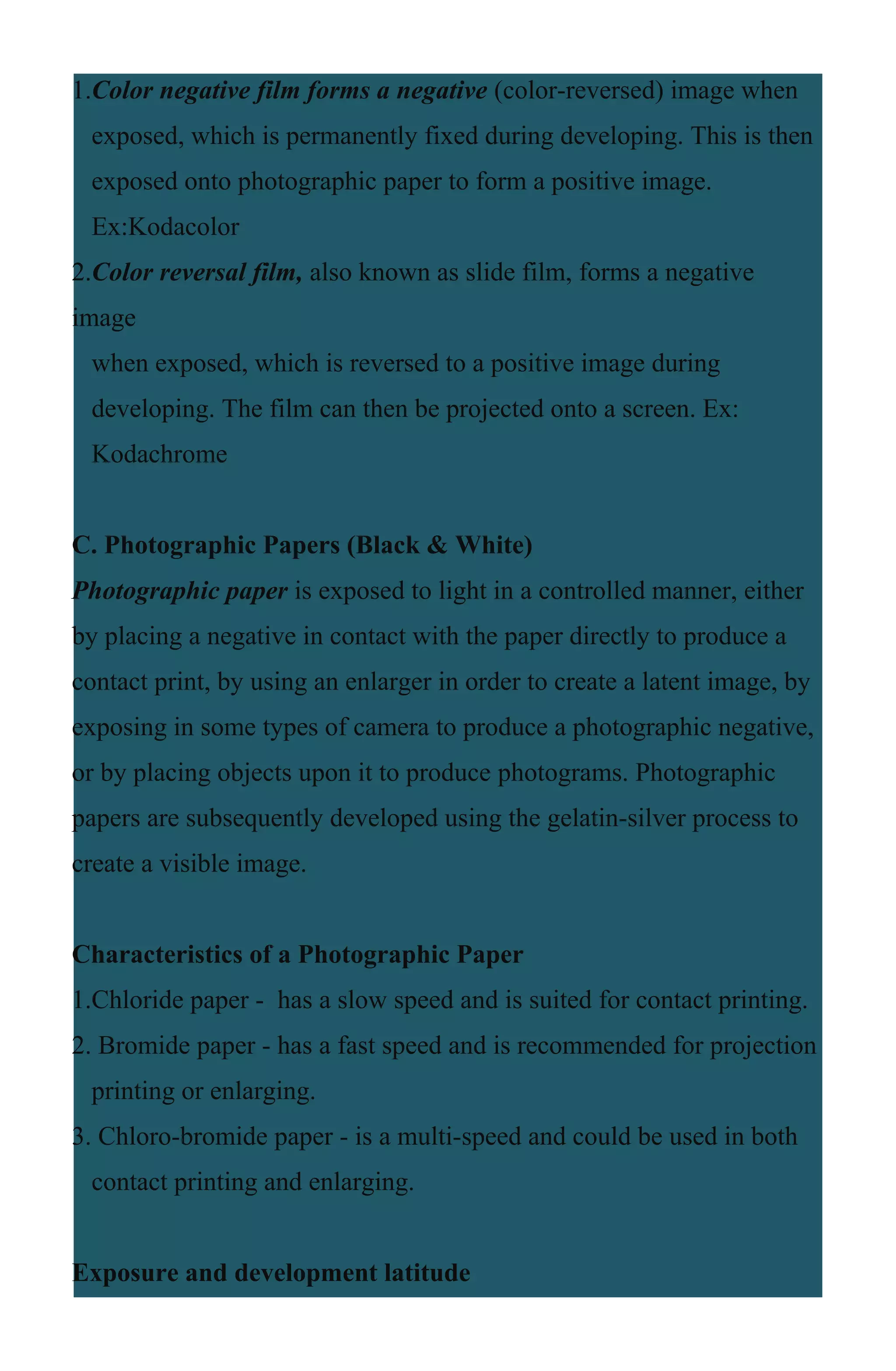 color enlarging paper