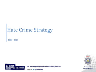 Hate Crime Strategy
2013 - 2016

 