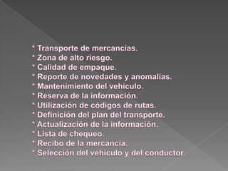 Los organismos de Inteligencia y Seguridaddel Estado, detectaron que el comercio de insumos tales como el cemento gris, urea amoniacal, gasolina, aceite combustible para motor (A.C.P.M.) y kerosene (petróleo) en zonas con influencia cocalera, amapolera o en aquellas que sin paso obligado hacia los laboratorios clandestinos de estupefacientes, no guarda proporción alguna con los índices de crecimiento y desarrollo de dichas regiones.