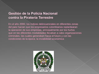 1.DOCUMENTO:Obligatoriamente, durante el transportede mercancías peligrosas, el conductordebe portar:• Manifiesto de carga.• Remesa Terrestre de Carga.• Registro Nacional de Transporte de Carga.• Registro Nacional para el Transporte deMercancías Peligrosas.• Planilla para el Transporte de SustanciasQuímicas de Uso Restringido (si esel caso).• Tarjeta de Emergencia.• Plan de Transporte.• SOAT seguro obligatorio.• Certificado de Gases.• Plan de seguridad (teléfonos de emergenciae instrucciones ante una emergencia).• Hoja de datos de seguridad