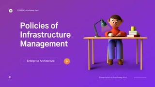 Presentation by Arashdeep Kaur
Policies of
Infrastructure
Management
Enterprise Architecture
01
1706834 | Arashdeep Kaur
 