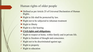 Policies for care of elderly in india | PPTX