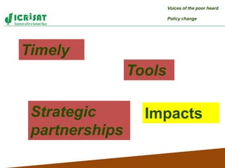 Policies, institutions, and markets to strengthen food security and incomes for the rural poor