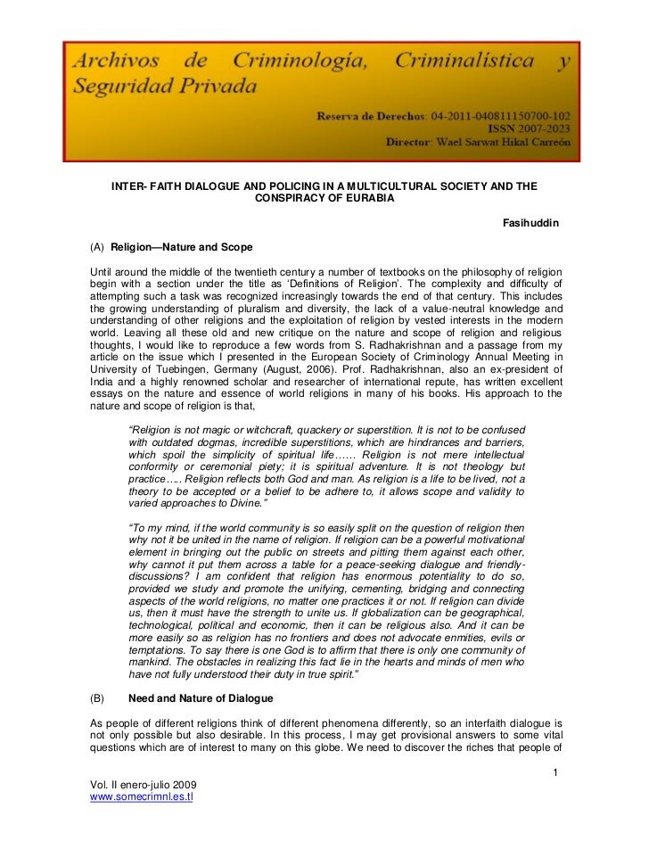 Science Vs Religion Essay Inter Faith Dialogue And Policing In A Multicultural Society And The What Is A Thesis For An Essay also Narrative Essay Topics For High School Policing In A Multicultural Society Should The Government Provide Health Care Essay