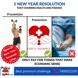 Best premium challenge 7400022230
THAT COMBINES HEALTH AND FINANCE
1 NEW YEAR RESOLUTION
Special
New Year
Renewal
Offer
ONLY PAY FOR THINGS THAT MAKE
ECONOMIC SENSE
Prevention
Protection
Hospitalization
 