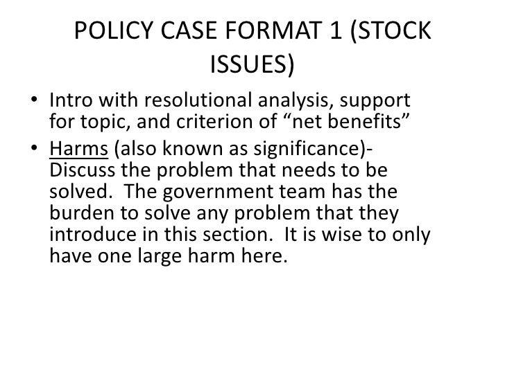 policy case format stock issues format issues