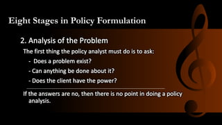 Eight Stages in Policy Formulation
 