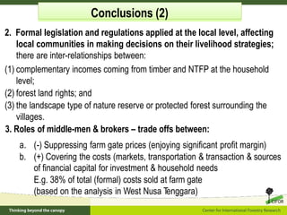 Policy framework for complementary integrated Management of Timber and Non-timber Forest Products to Enhance Local Livelihoods in Indonesia