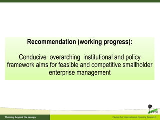 Policy framework for complementary integrated Management of Timber and Non-timber Forest Products to Enhance Local Livelihoods in Indonesia
