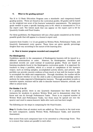 Policy Guidelines on Classroom Assessment for the K to 12 Basic ...