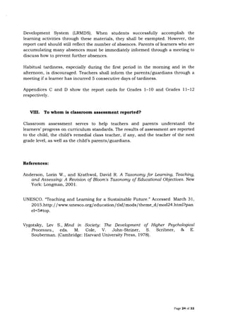 Policy Guidelines on Classroom Assessment for the K to 12 Basic ...