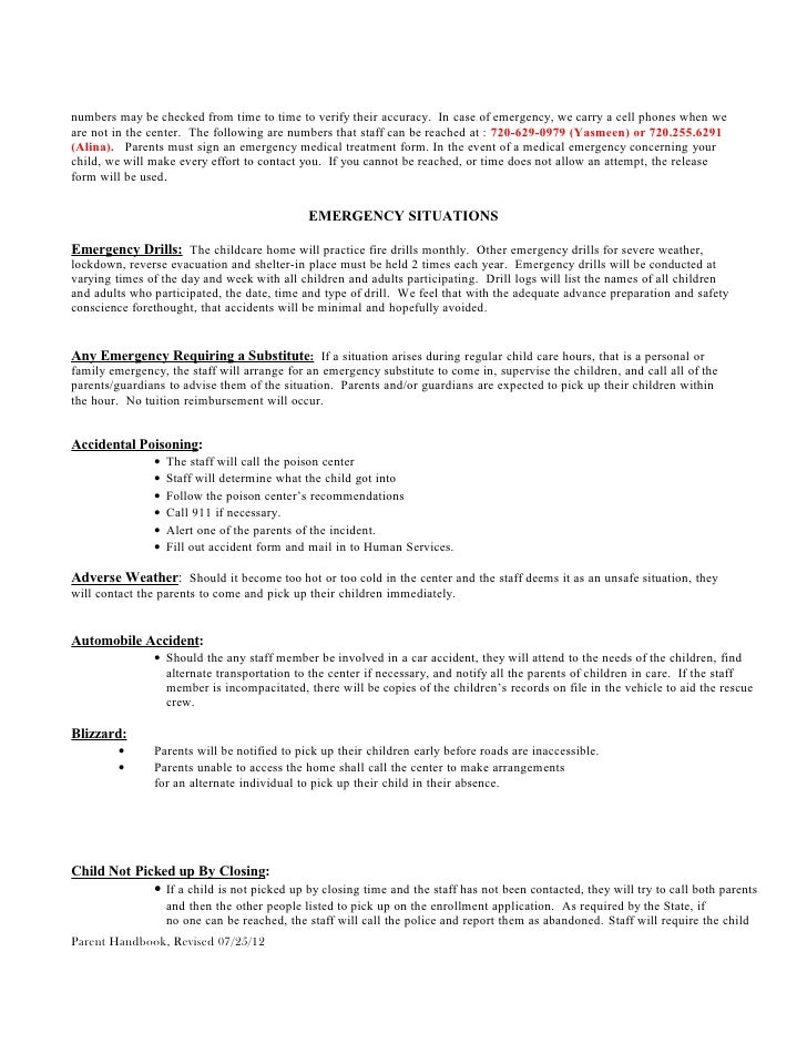 policy handbook preschool preschool incident report