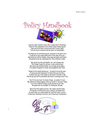 Policies, Page 1




Parent Handbook, Revised 07/25/12
 