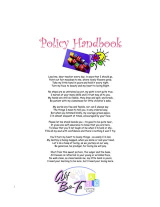Parent Handbook, Revised 05/23/13
 