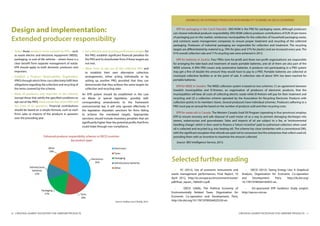 Each of the product-related economic instruments has particular strengths and weaknesses that make it
appropriate with respect to certain policies and products, but may reduce its applicability elsewhere. A key initial
task of policy development is to identify instruments which are appropriate for the particular environmental
problem under consideration.
Choice of instruments
Product taxes
Differentiation of
existing taxes
Deposit-refund
systems
Extended producer
responsibility
Motor vehicles
Motor fuels
Motor engine oil,
lubricating oils & greases
Bottles, cans, other
drinks packaging
Plastic shopping bags
Other packaging
Batteries
Disposable
products
Pesticides
and chemical fertilisers
Electric and electronic
equipment
Car tyres
Notes: green = suitable; yellow = worth considering; red = not effective or not applicable.
Key areas of potential application of product-based economic instruments
6 . CREATING MARKET INCENTIVES FOR GREENER PRODUCTS
 