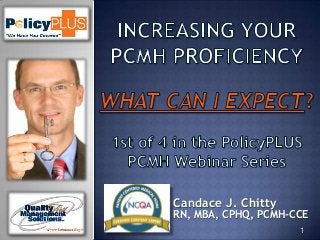 1
Candace J. Chitty
RN, MBA, CPHQ, PCMH-CCE
 