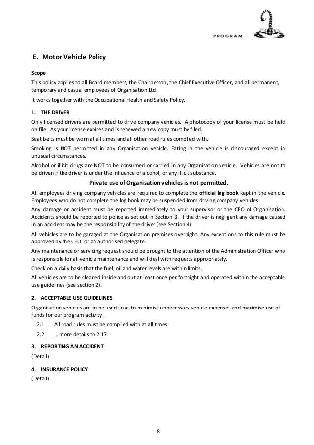 policy procedure manual sample