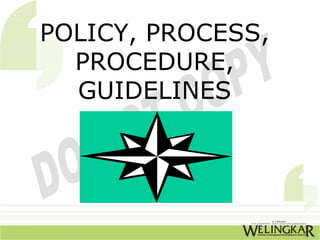 POLICY, PROCESS,
  PROCEDURE,
  GUIDELINES
 