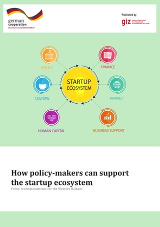 How policy-makers can support
the startup ecosystem
Policy recommendations for the Western Balkans
 