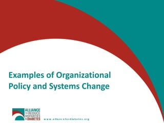 Examples of Organizational Policy and Systems Change 