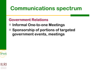 Contributing to evidence-based policy making: IPMS approach
