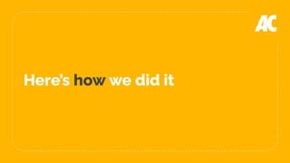 Here’s how we did it
 