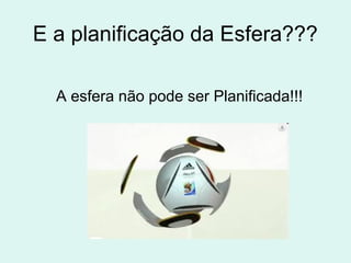 E a planificação da Esfera???

  A esfera não pode ser Planificada!!!
 