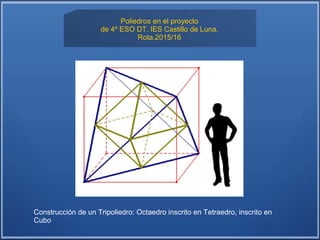 Poliedros en el proyecto
de 4º ESO DT. IES Castillo de Luna.
Rota.2015/16
Construcción de un Tripoliedro: Octaedro inscrito en Tetraedro, inscrito en
Cubo
 