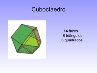 Cuboctaedro 14  faces 8 triângulos 6 quadrados  