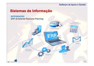 Software de Apoio à Gestão
Sistemas de Informação
INTEGRAÇÃO
ERP (Enterprise Resource Planning)
13
 