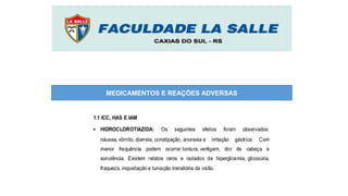 MEDICAMENTOS E REAÇÕES ADVERSAS
 