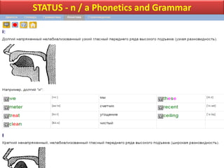 STATUS - n / a Phonetics and Grammar
 