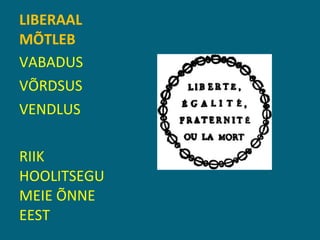 VABADUS VÕRDSUS VENDLUS RIIK HOOLITSEGU MEIE ÕNNE EEST LIBERAAL MÕTLEB 