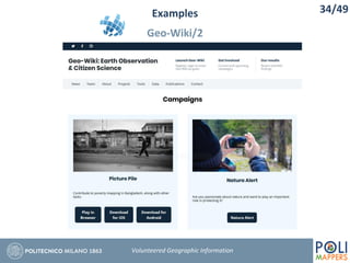 Examples
Geo-Wiki/2
34/49
Volunteered Geographic Information
 