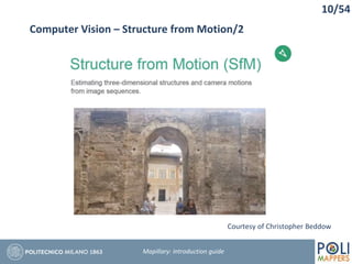 10/54
Computer Vision – Structure from Motion/2
Courtesy of Christopher Beddow
Mapillary: Introduction guide
 