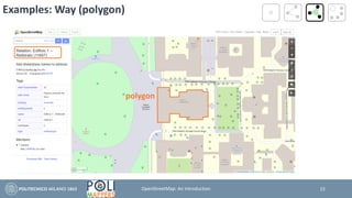 Examples: Way (polygon)
polygon
15OpenStreetMap: An Introduction
 
