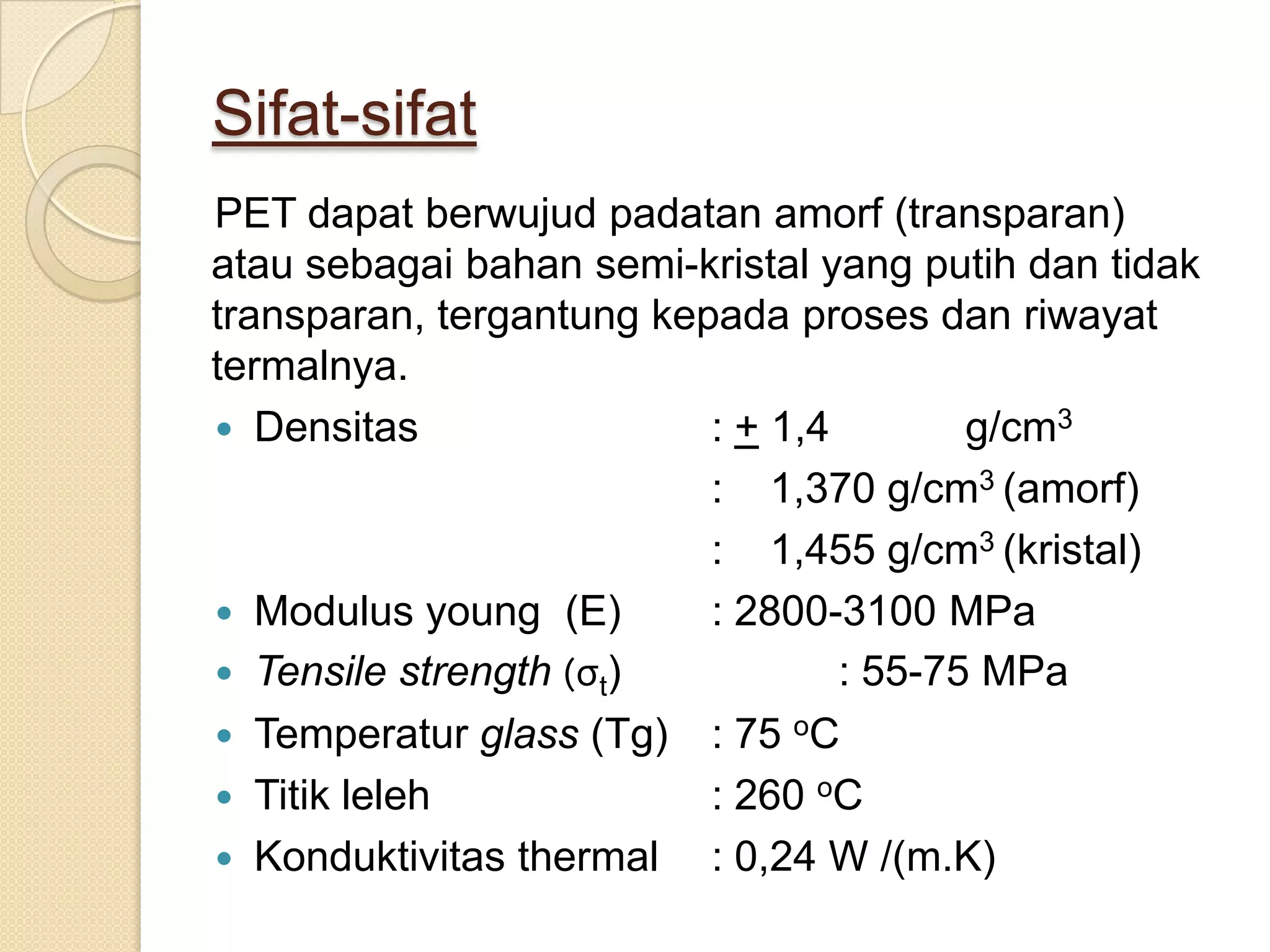Polimer PET Polyethylene Terephthalate | PPTX