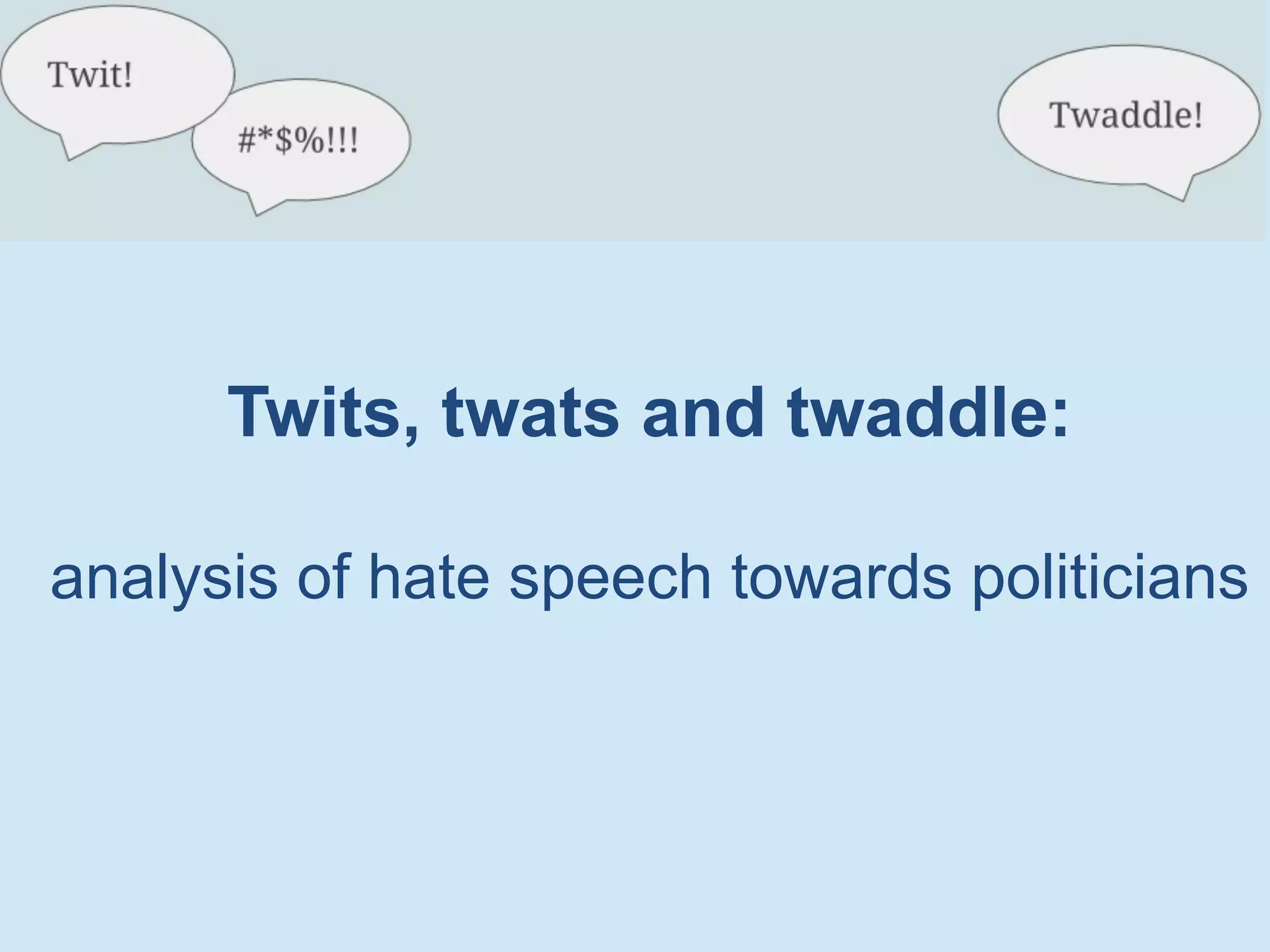 Twits, twats and twaddle:
analysis of hate speech towards politicians
 