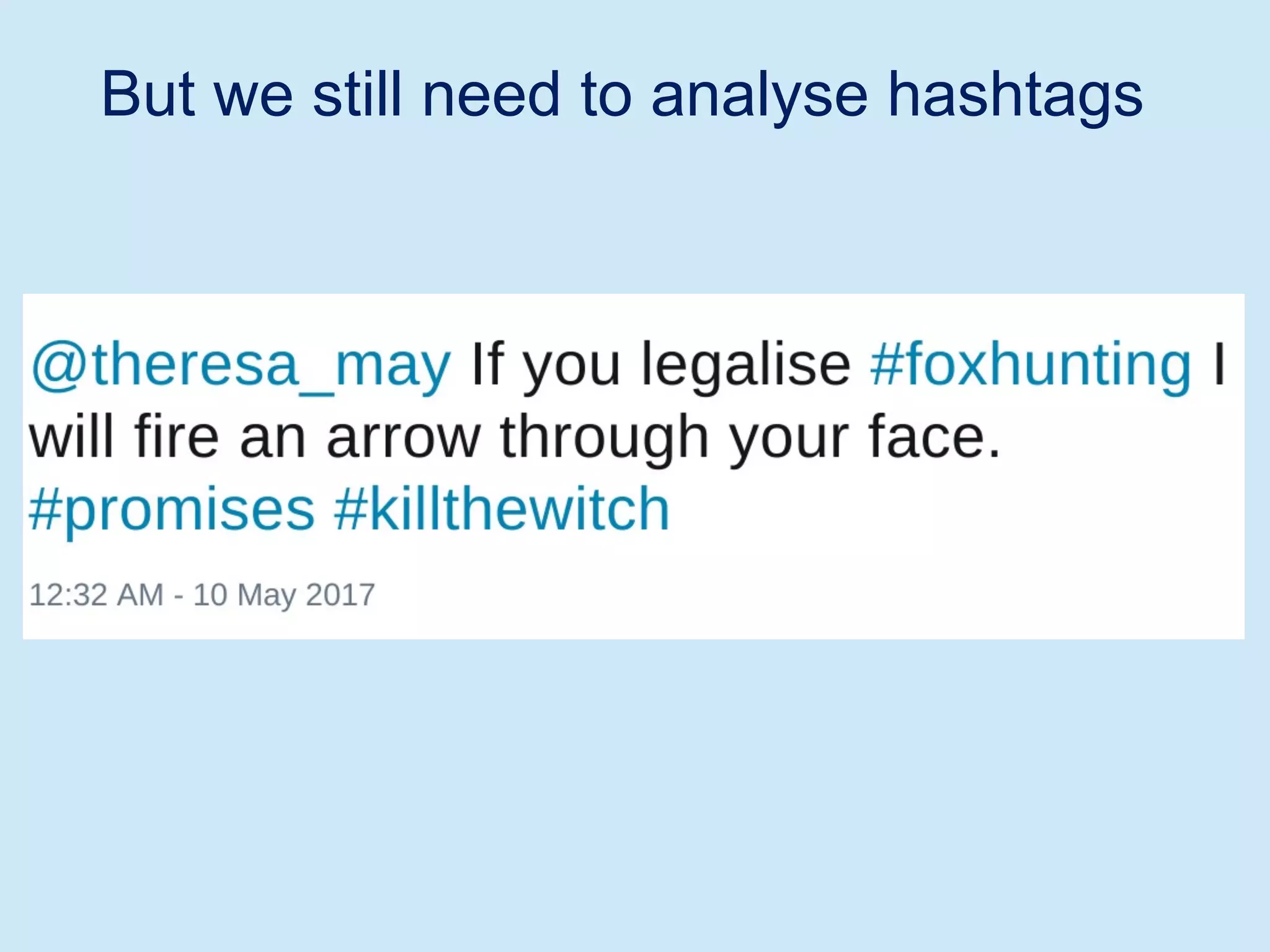 But we still need to analyse hashtags
 