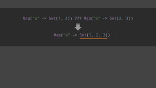 Map("a" -> Set(1, 2)) ??? Map("a" -> Set(2, 3))
Map("a" -> Set(1, 2, 3))
 