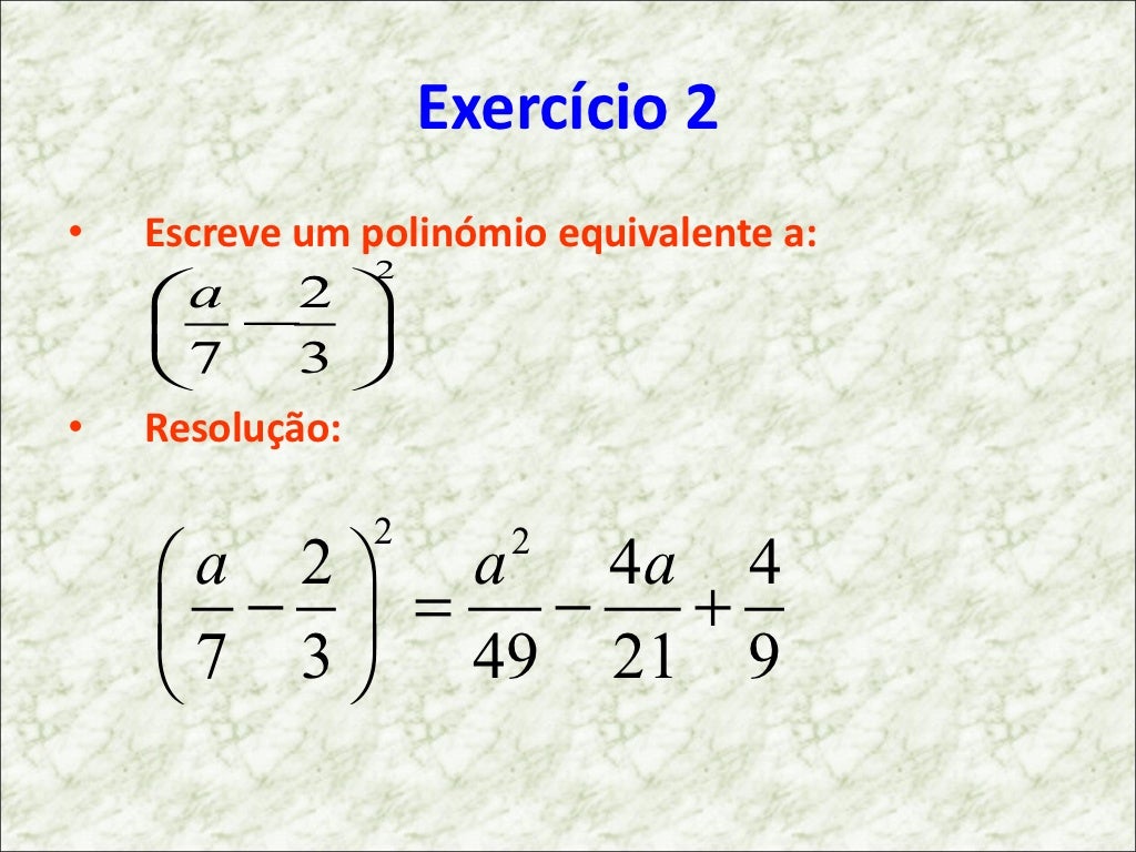 Casos Notáveis Da Multiplicação De Polinómios