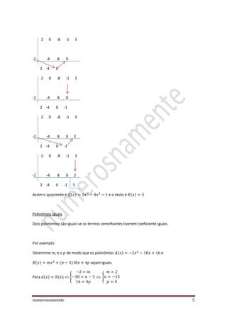 Polinómios: Teoria | PDF