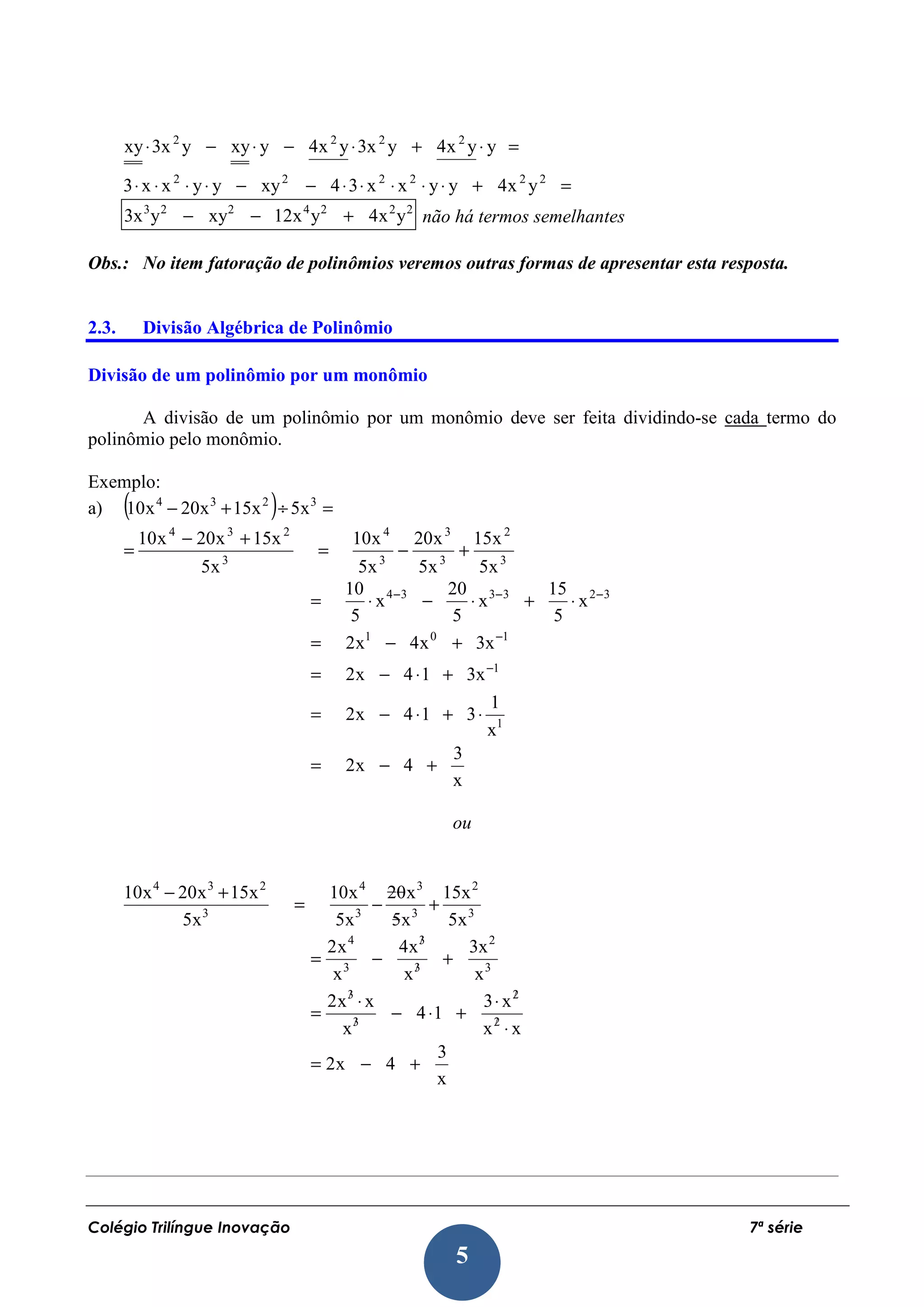 Polinomios 7 serie_matematica | PDF