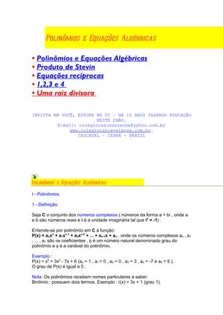 Polinomios e equacoes_algebricas
